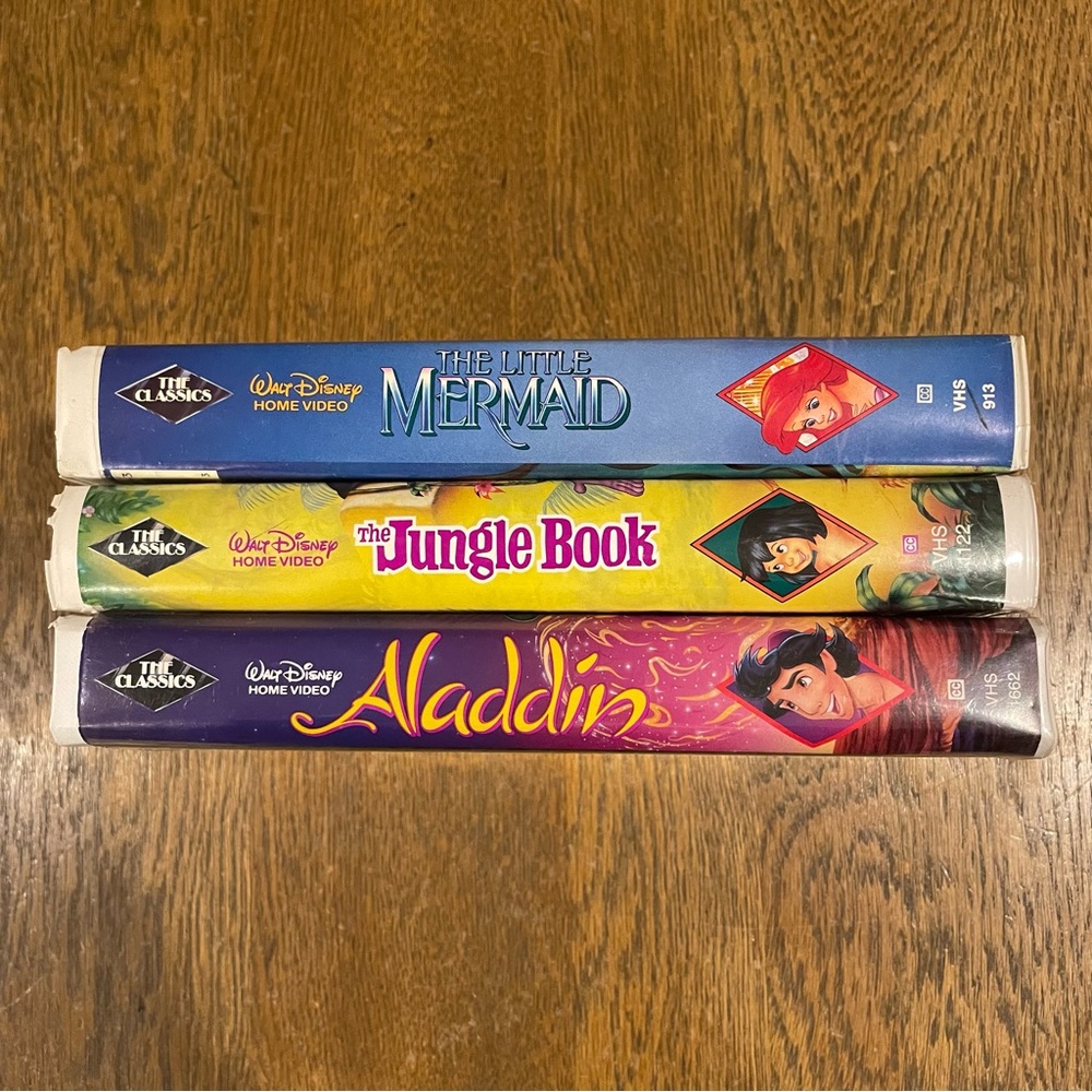 Disney VHS Black Diamond The Classics The Little Mermaid Aladdin The Jungle Book